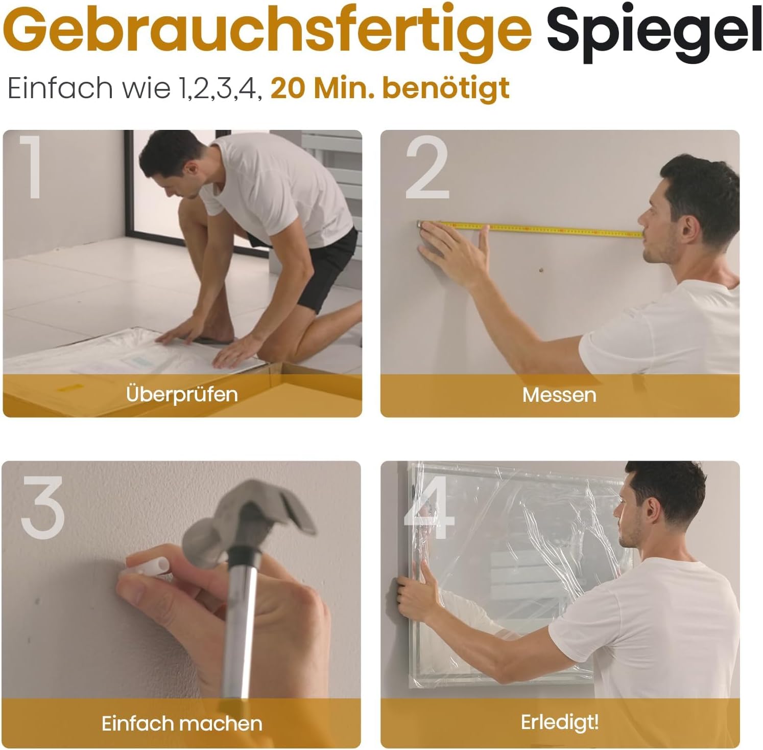 EMKE® 7 in 1 LED Badspiegel 80x60cm Badspiegel mit Beleuchtung 3000K/4000K/6500K Touch+Dimmbar+Beschlagfrei+3X Kosmetikspiegel+Digitaluhr Energiesparend IP44 Einfach Installation Badezimmerspiegel