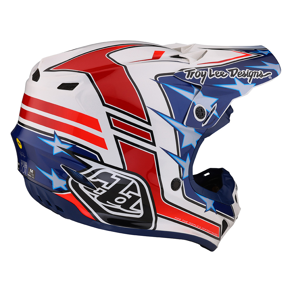 Troy Lee Designs - Casque SE4 Polyacrylite Flagstaff Blanc / Rouge / Bleu