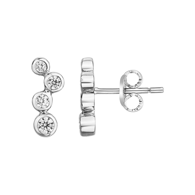Boucles d'oreilles puces en Argent avec oxyde de zirconium blanc