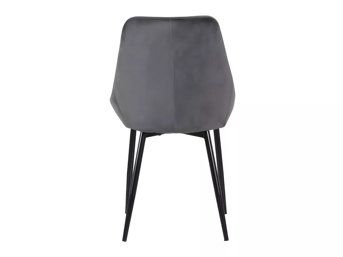 Lot de 6 chaises - Velours et métal noir - Anthracite - MASURIE