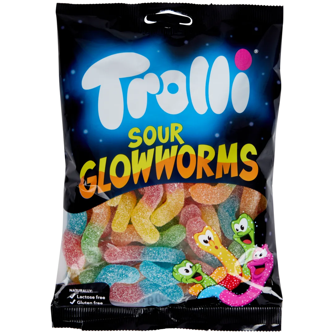 Trolli zure glimwormen 250 gram