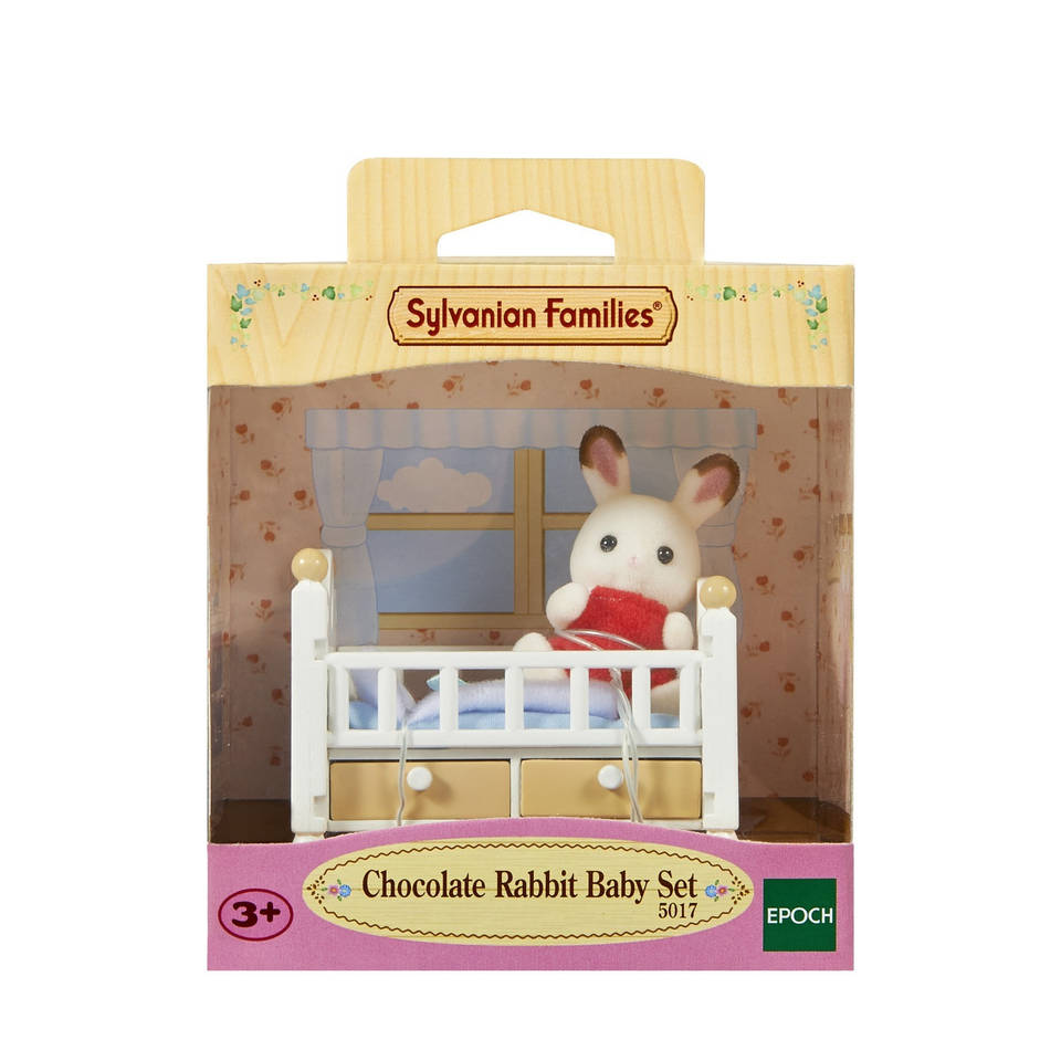 Sylvanian Families set baby Chocoladekonijn met babybedje 5017