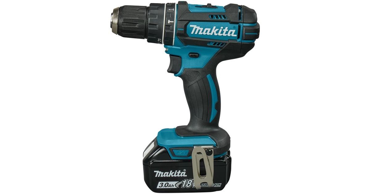 Makita18 V Klopboor-/schroefmachine DHP482RFJ klopboorschroevendraaier  (Blauw/zwart, In Mbox, 3,0 Ah accu (2 stuks), lader)
