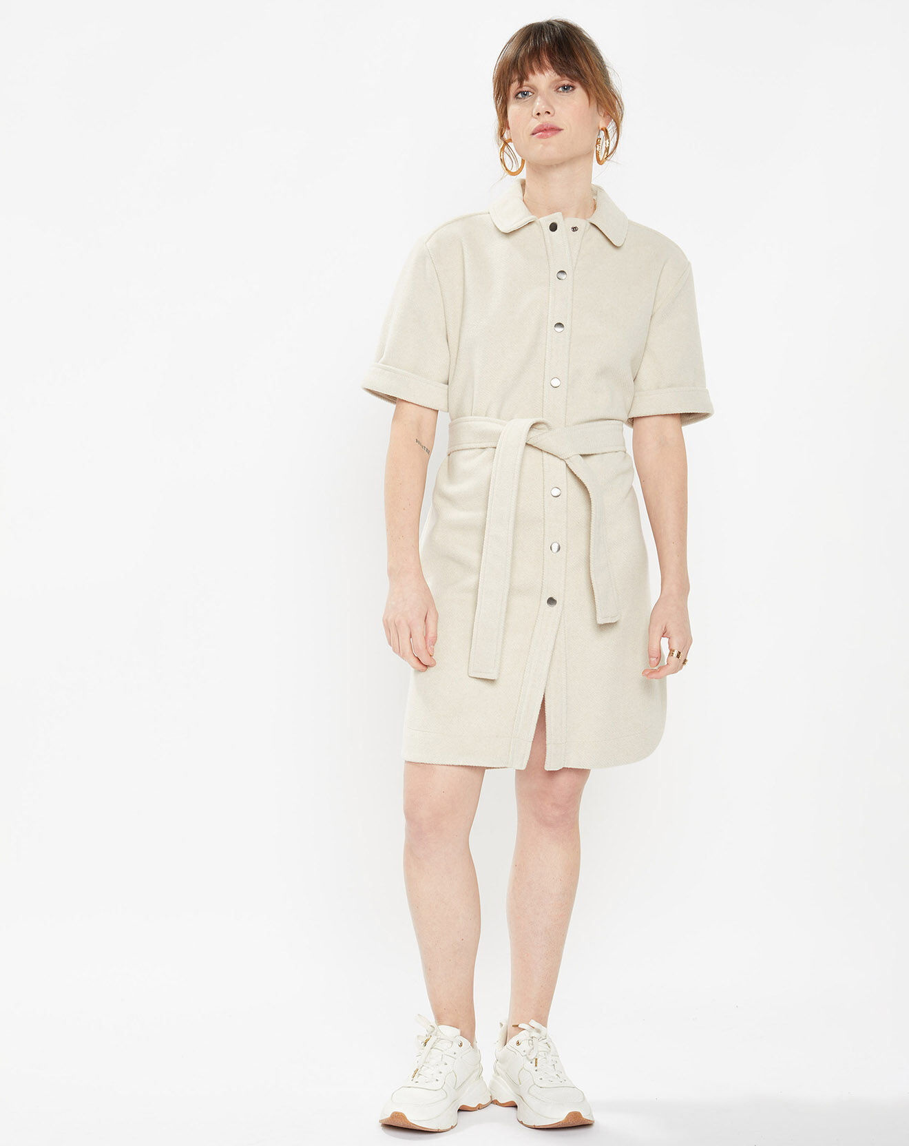 Galeries Lafayette Robe courte chemise courte Lilou écrue