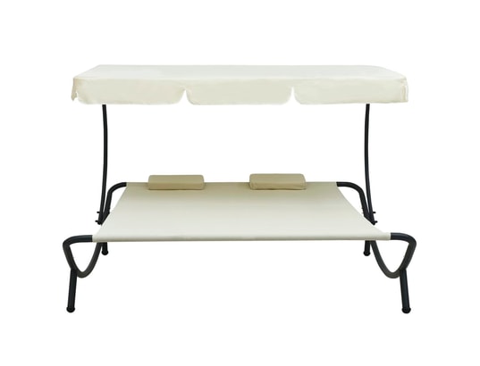 VIDAXL - Lit de repos d'extérieur avec auvent et oreillers blanc crèm...