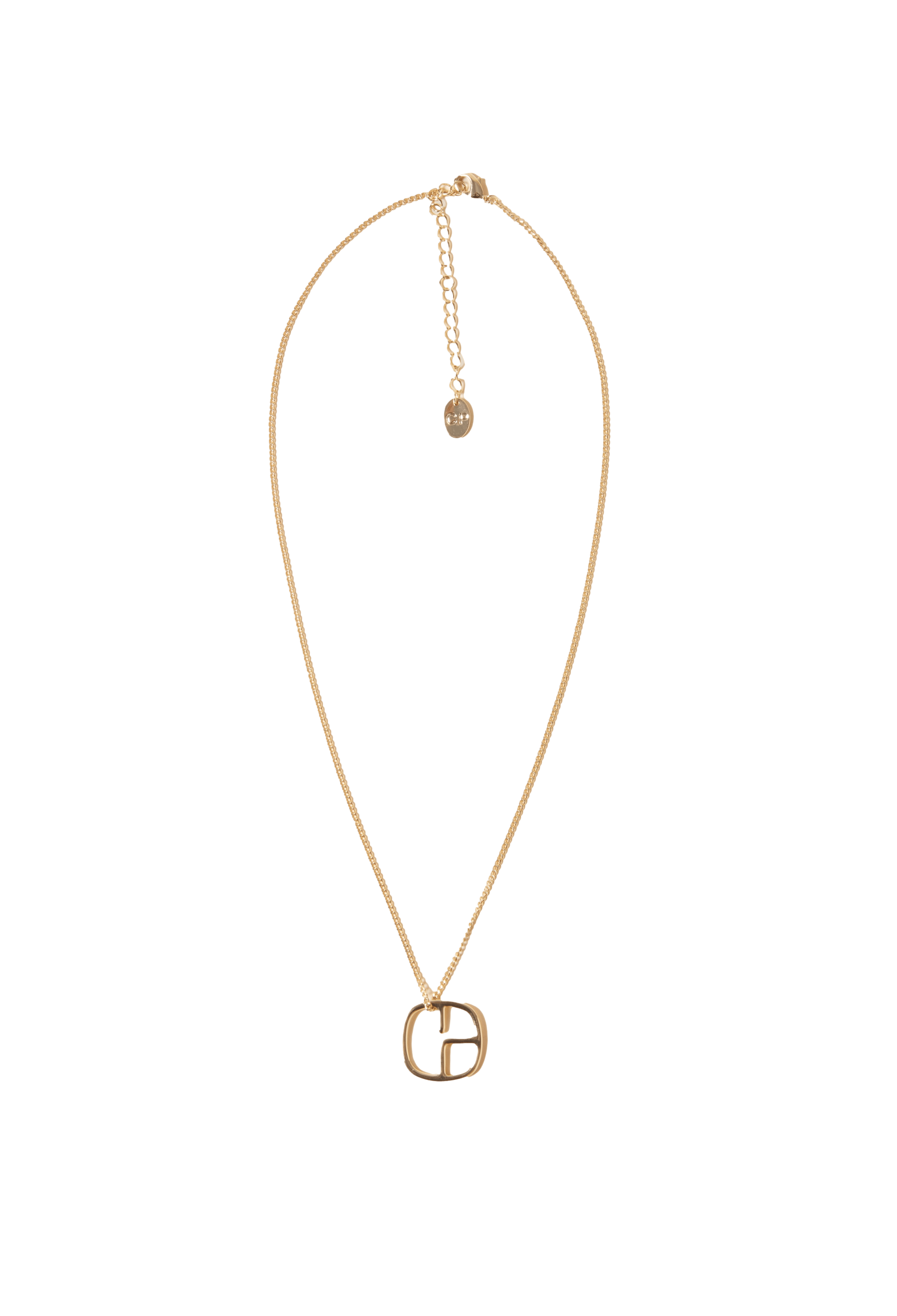 Collier pendentif monogramme en laiton | Doré