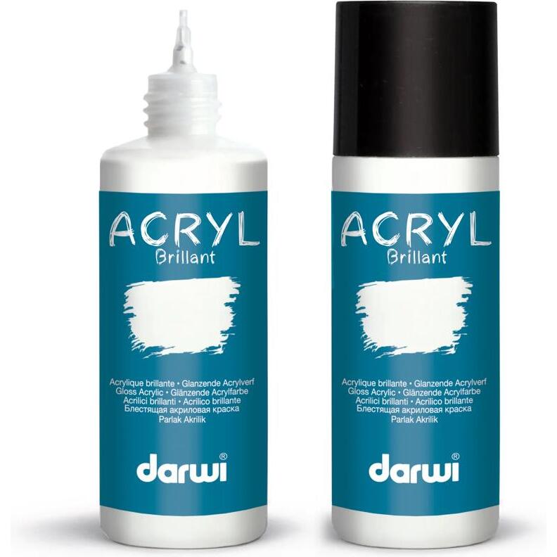 Darwi Flacon de 80 ml de Peinture Acrylique Universelle Brillante - Blanc