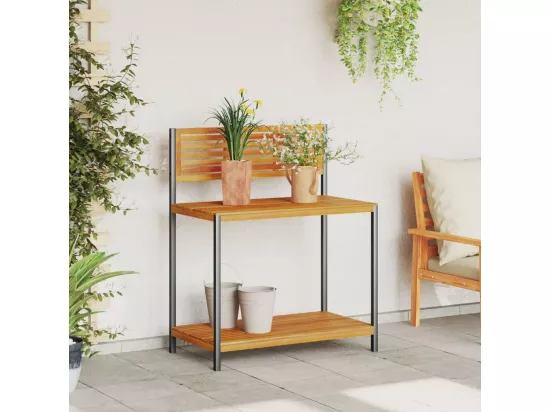 Table de travail de jardin bois d'acacia solide et acier