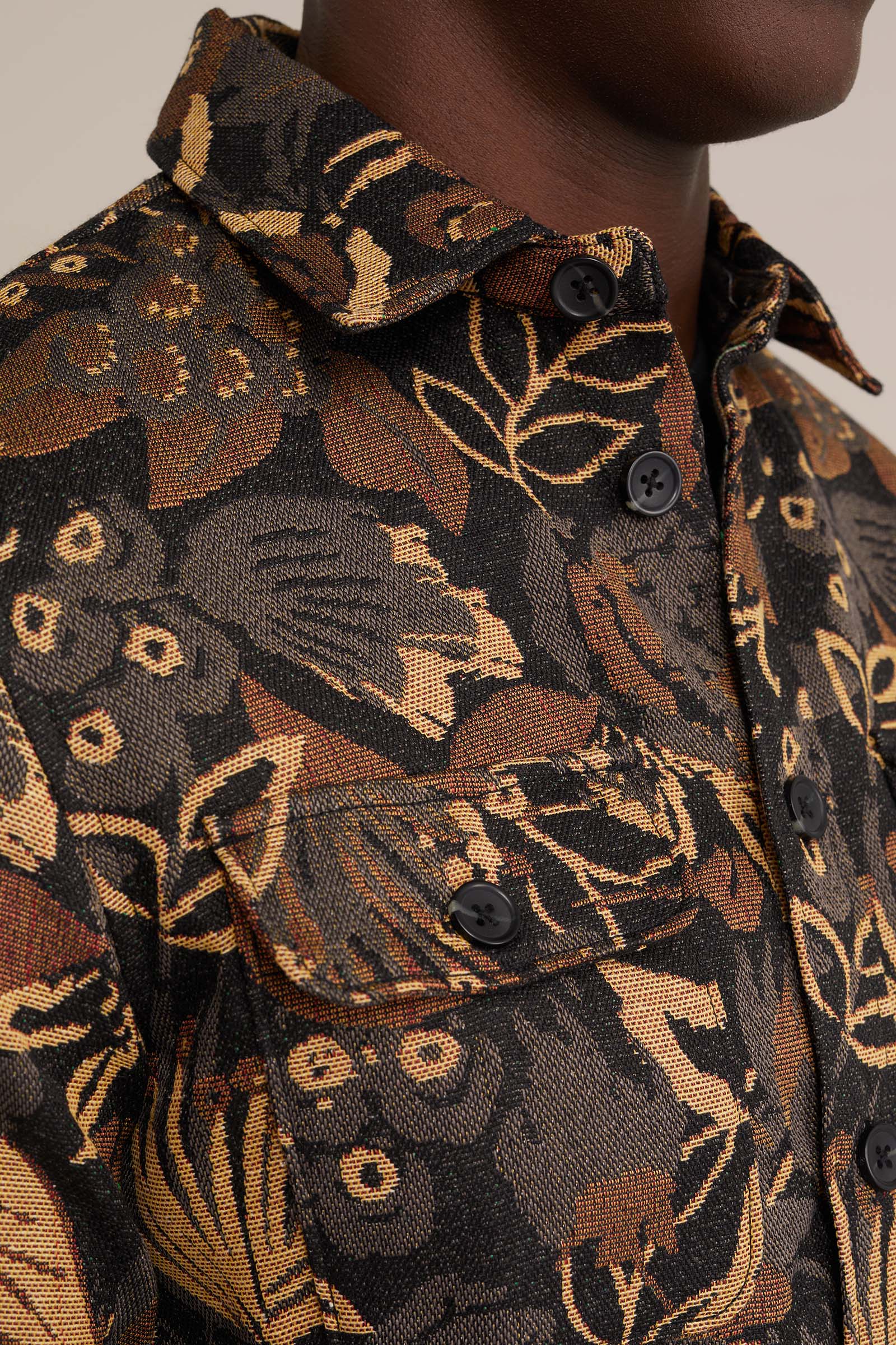 jacquard overshirt met dessin WE Fashion Zwart
