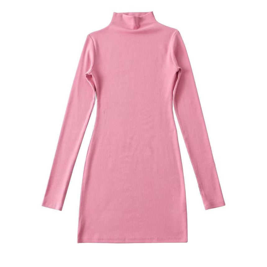 Osion - Mini-jurk met lange mouwen en een geplooide hals