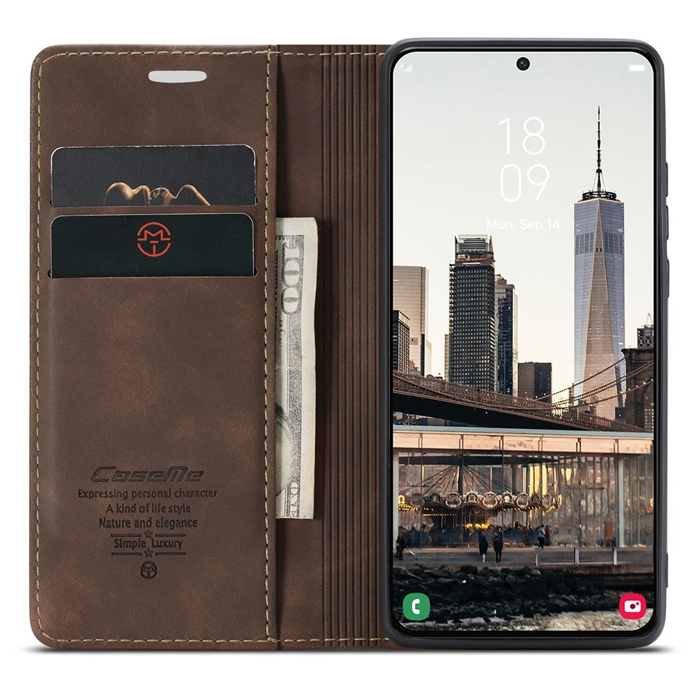 Samsung Galaxy S22 5G Leder Tasche Flip Wallet Etui mit Kartenfächern - Dunkelbraun