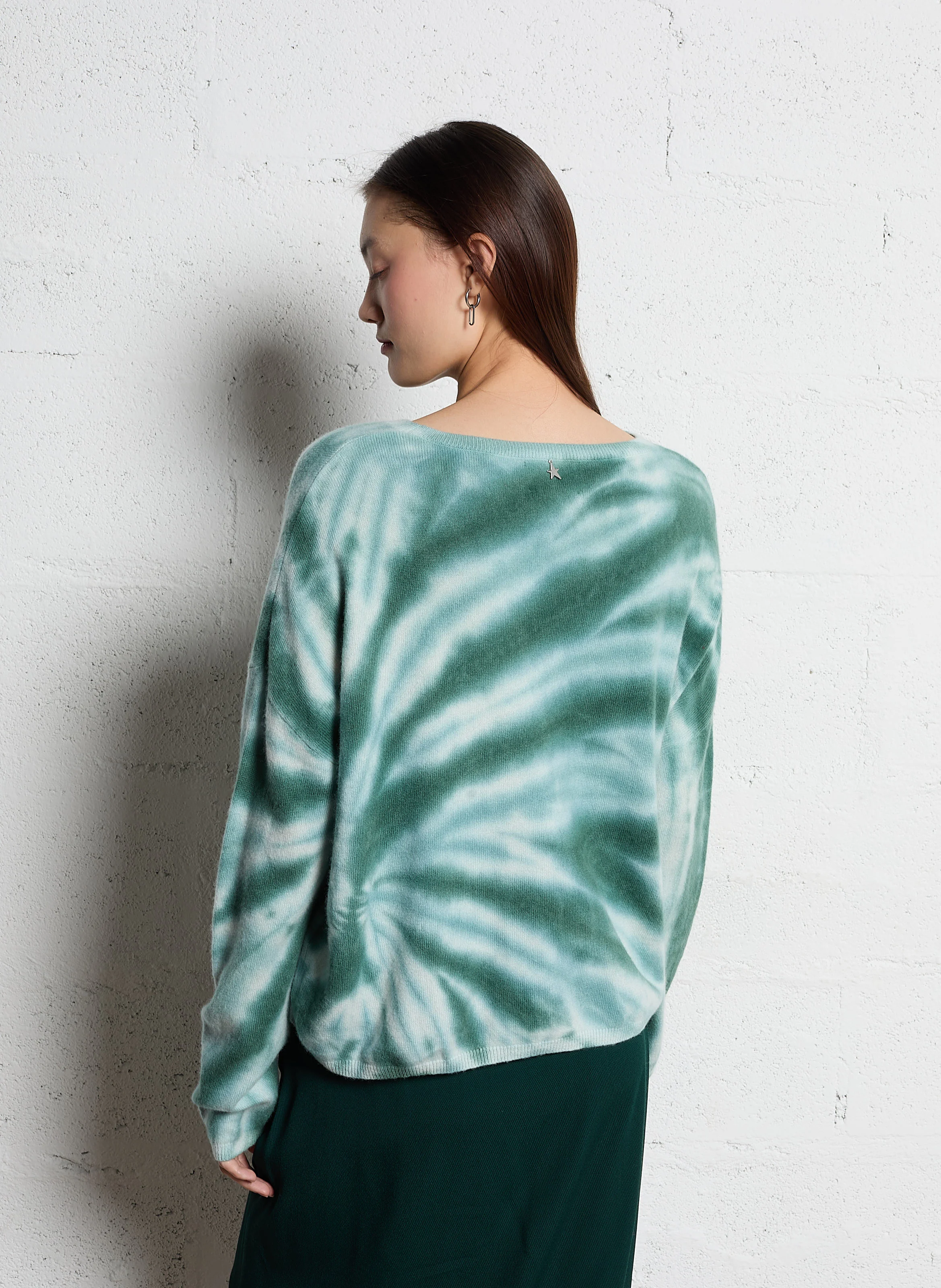 MARCOPIA - Pull oversize en cachemire imprimé | Vert