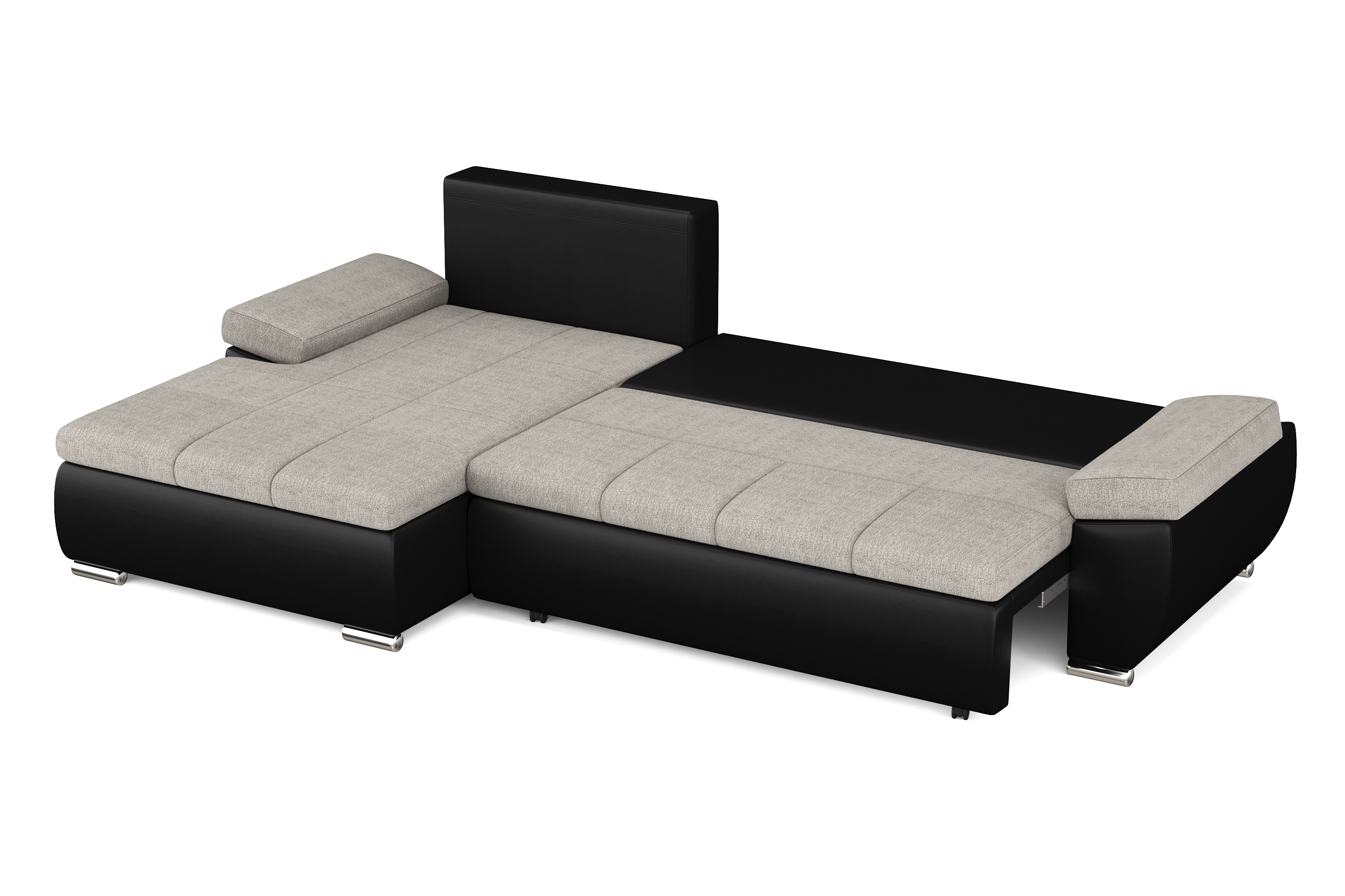 Ecksofa mit Schlaffunktion KIRA links schwarz/grau