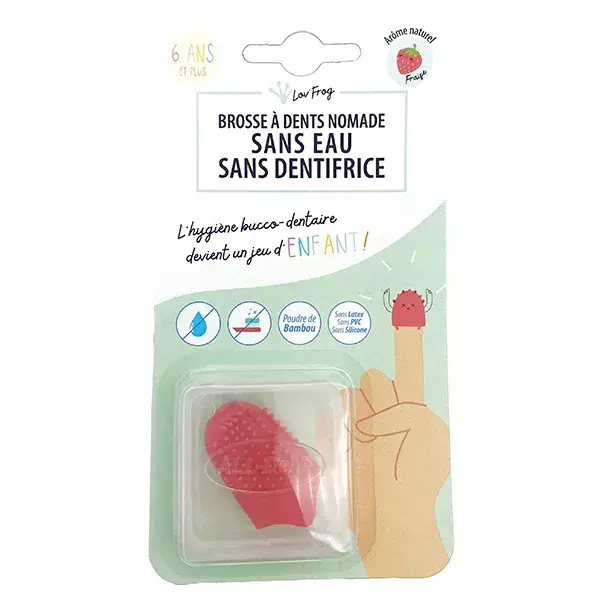 Escova de dentes infantil de viagem Lov'FROG com bambu e morango