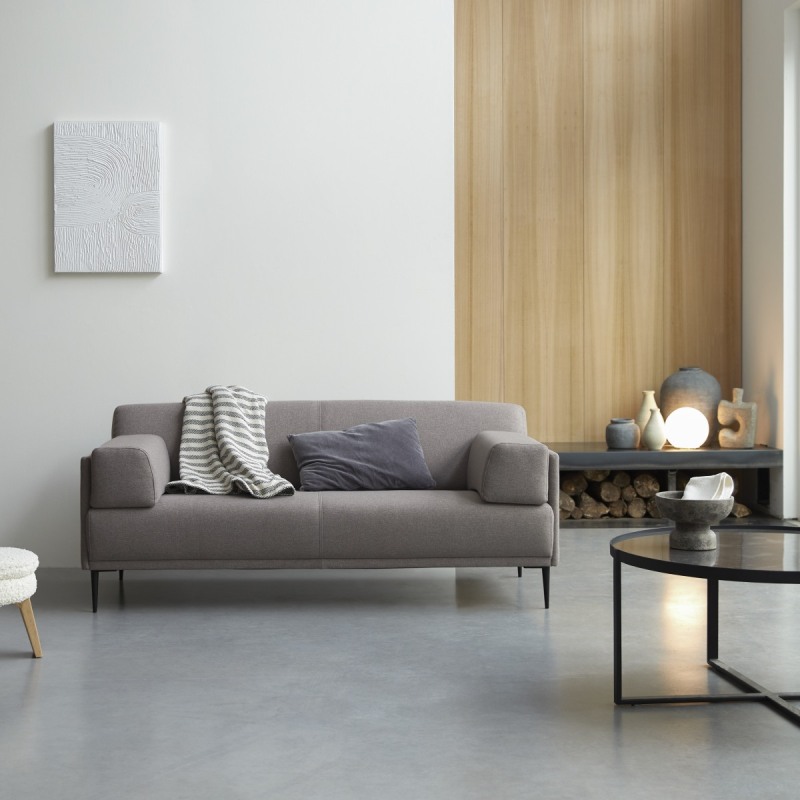 Canapé droit Finn en tissu, 3 places, gris taupe