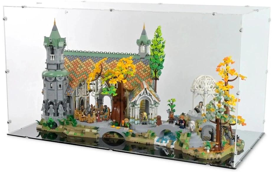 Baukasten Acryl-Display für LEGO 10316 Herr der Ringe<br>Acry-Display-Box mit schwarzem Boden für LEGO der Herr der Ringe: Bruchtag