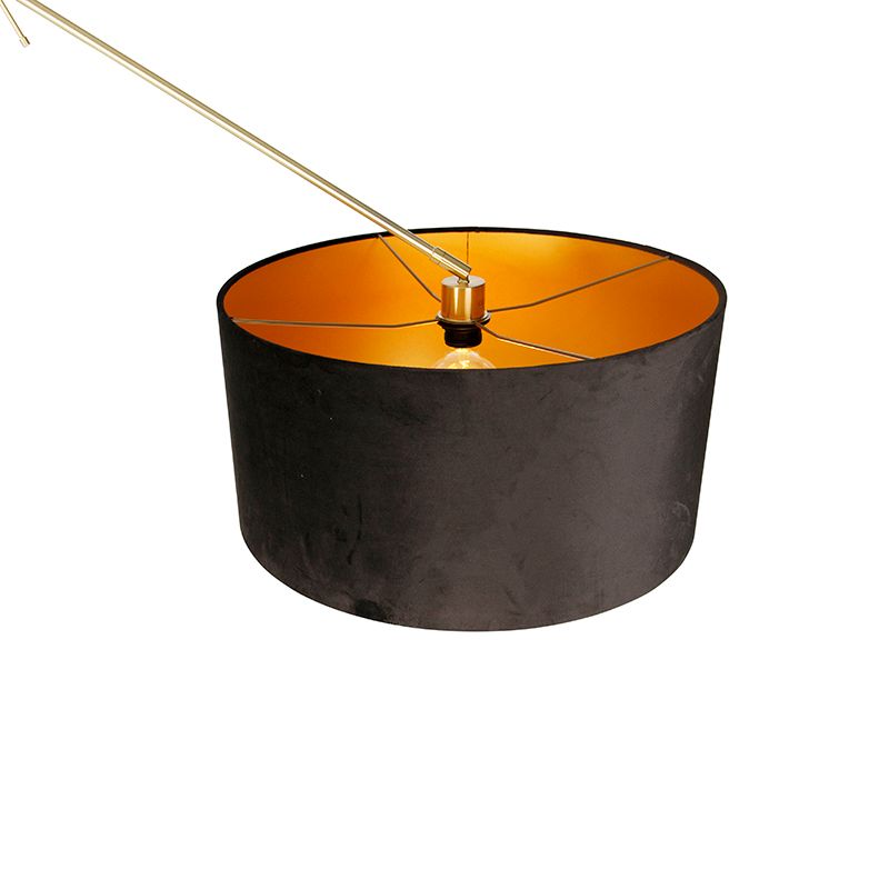 Moderne vloerlamp goud velours kap zwart 50 cm - Editor