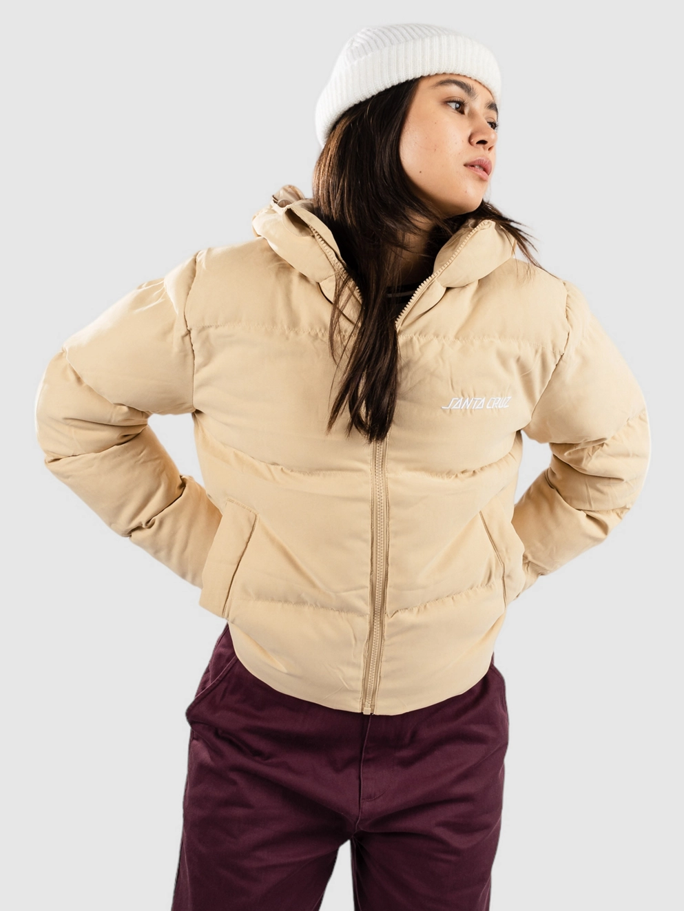 Santa Cruz Strip Logo Quilted Jacket beige