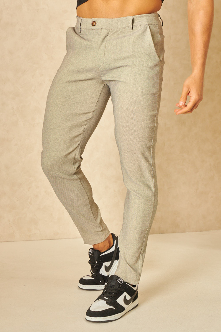 Pantalon chino beige chiné