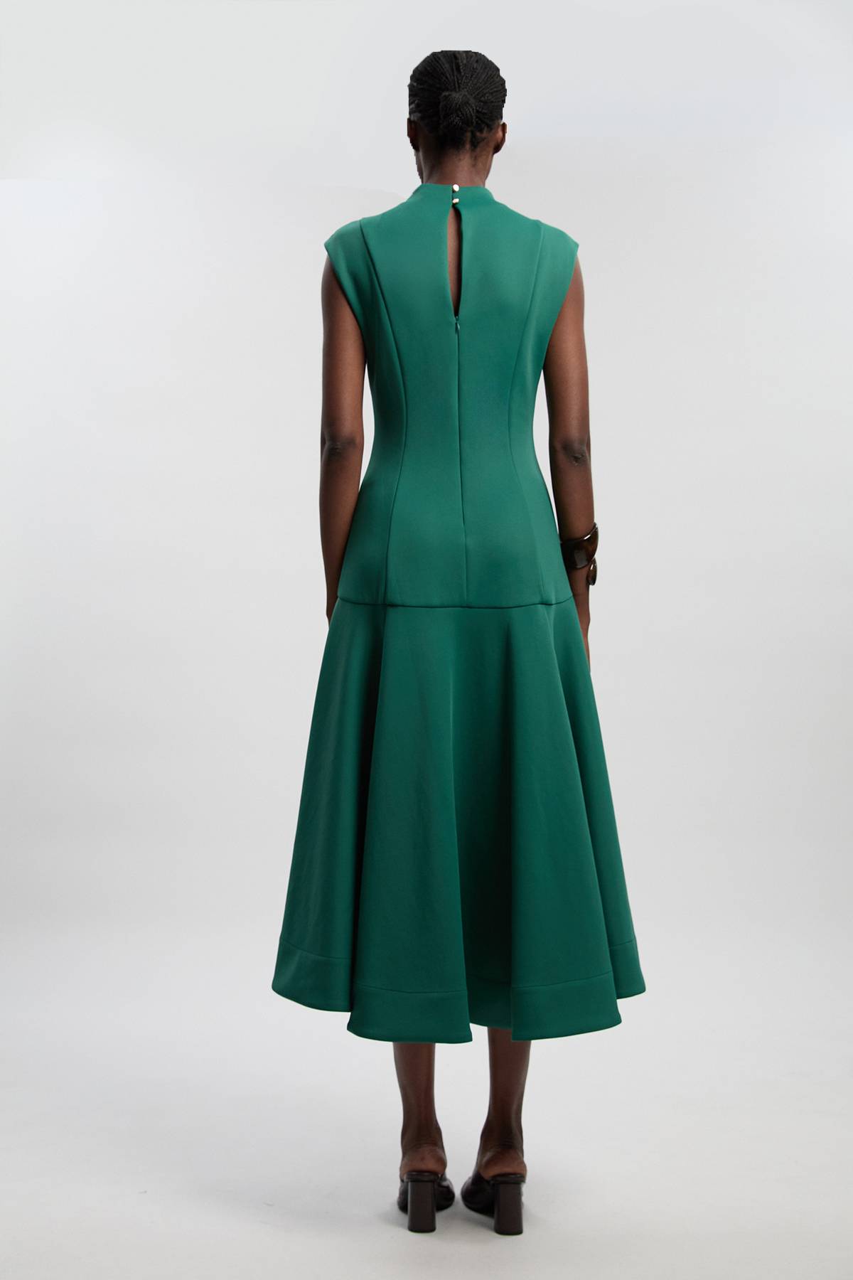 KarenMillen Robe Maxi Tissée à Ourlet Volants et Effet Scuba
