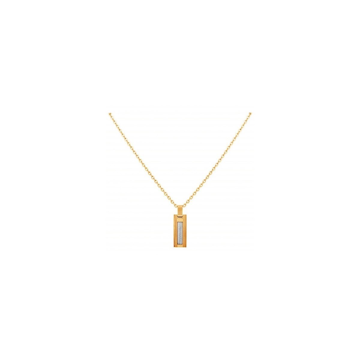 Plaque sur chaîne en Acier 316L et cable - jaune brillant