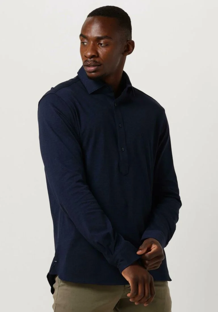 TOMMY HILFIGER donkerblauwe tommy hilfiger casual overhemd dc pique popover rf shirt