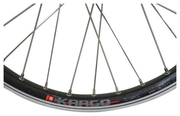 Roue vtt 20  arriere kargo disc vae-e-bike alu noire double paroi moyeu Shimano m475 disc 6 trous cassette 10-9-8v. (renforce) rayon inox