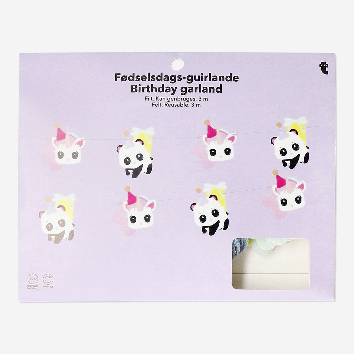 Fødselsdagsguirlande med filtdyr - 300 cm