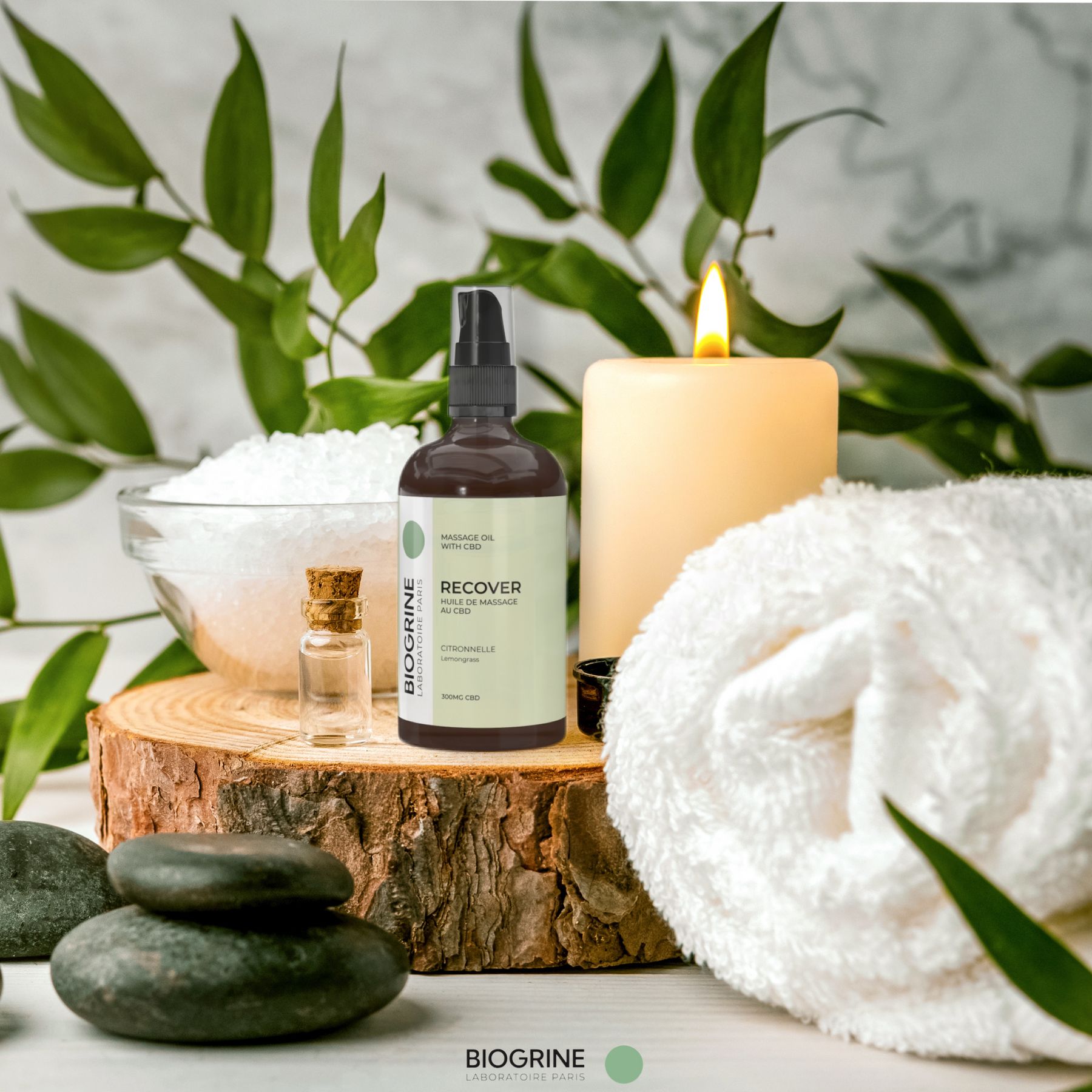 BIOGRINE „RECOVER“  CBD MASSAGEÖL LEMONGRASS