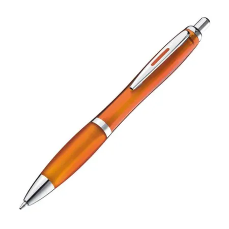 Macma Kugelschreiber transparent mit Metallclip, orange, 25 Stück