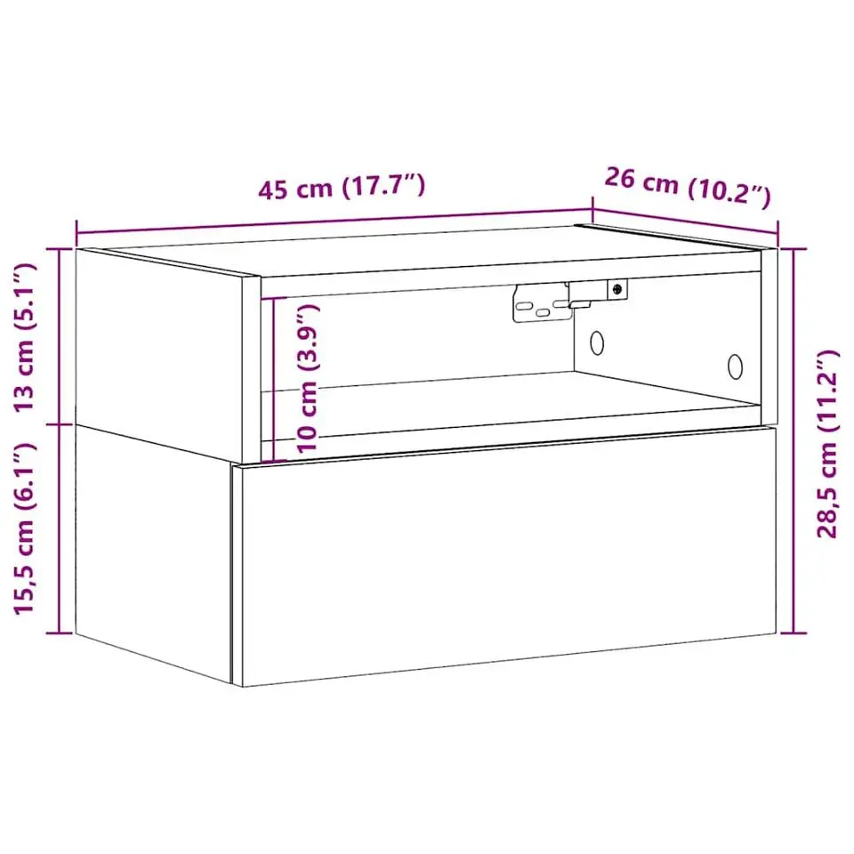 vidaXL - Zwevend Nachtkastjes met lade - Zwart - 45x26x28.5 cm - Set van 2
