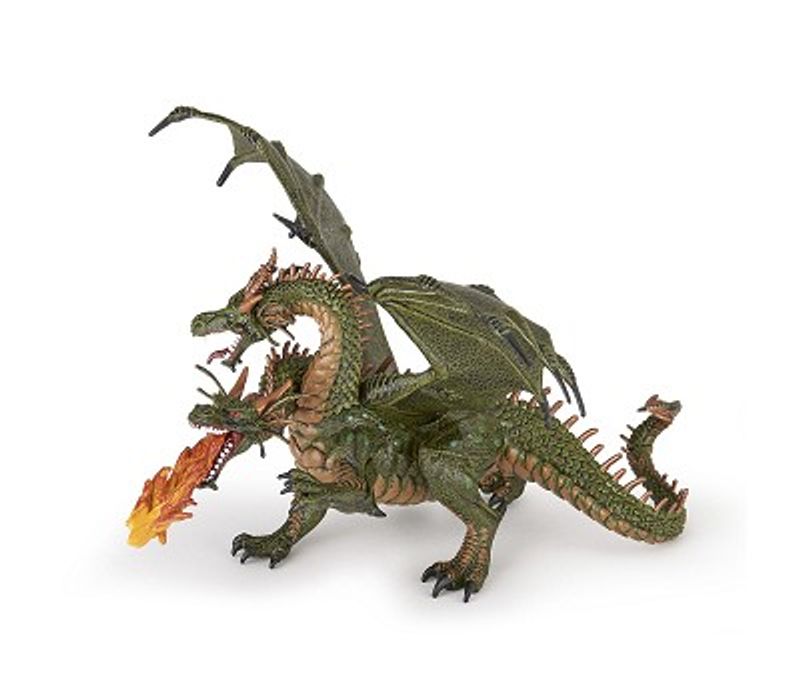Papo Grønn Drage med to hoder, Miniatyrfigur
