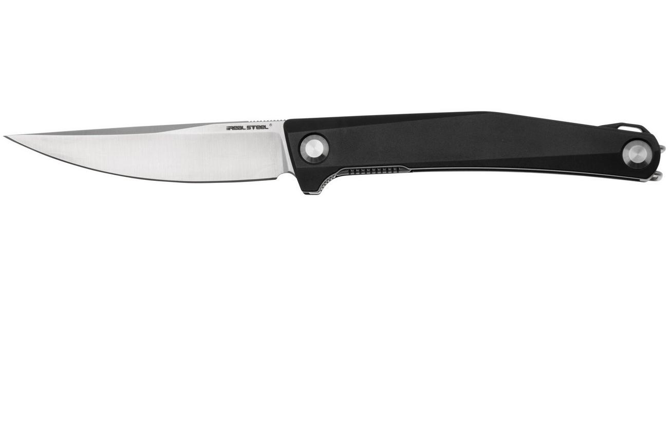 Real Steel Teres Flipper 7111BS Nitro-V Satin, Black Aluminum, zakmes, Poltergeist design