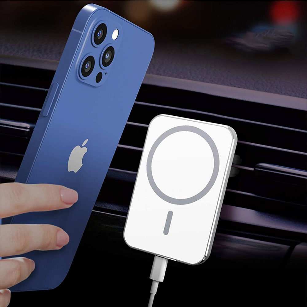 (15W) MagSafe Auto KFZ Halterung für Lüftungsgitter Qi Wireless Fast Charging Ladestation - Schwarz
