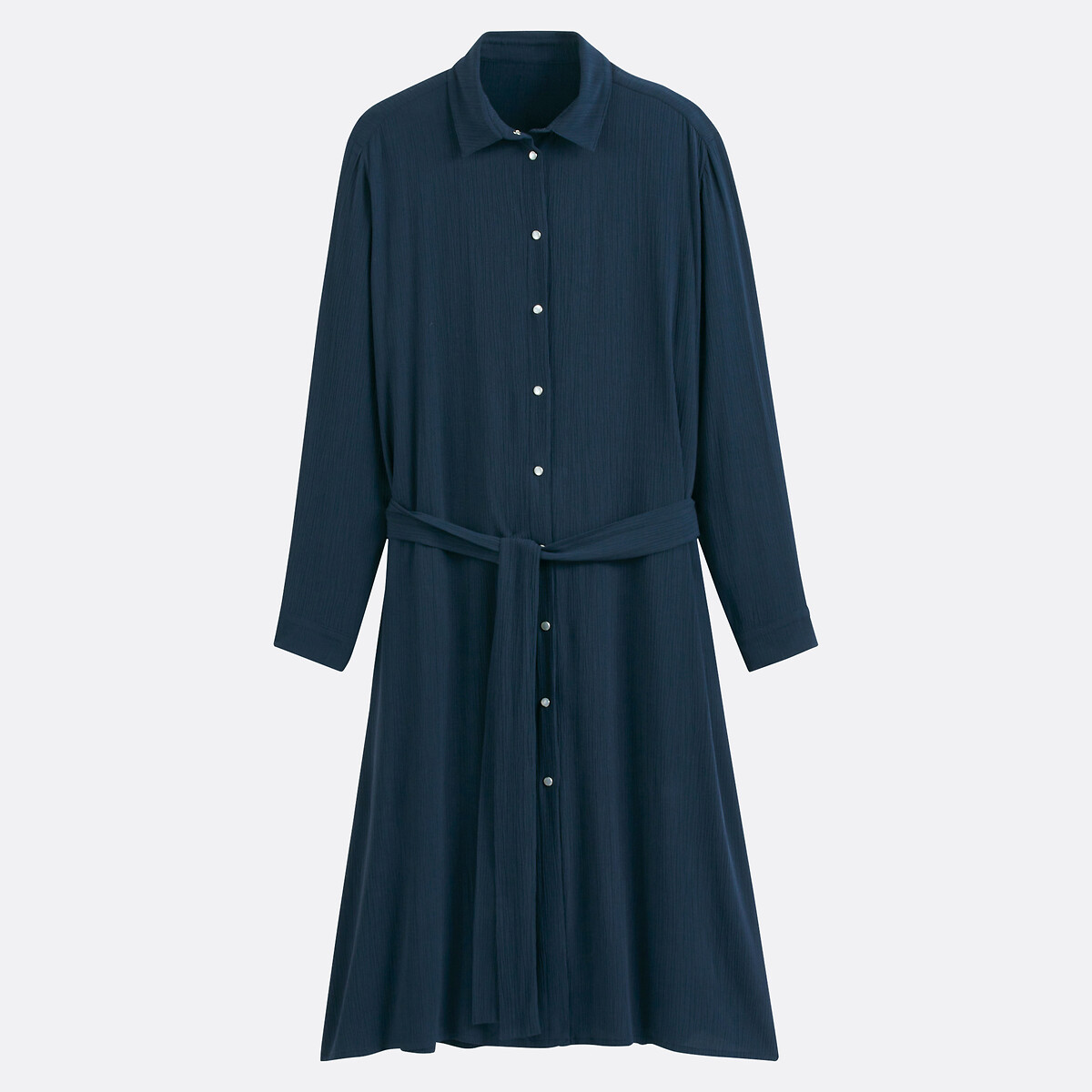 LA REDOUTE COLLECTIONS<br>Vestido camiseiro midi em crepe com mangas compridas