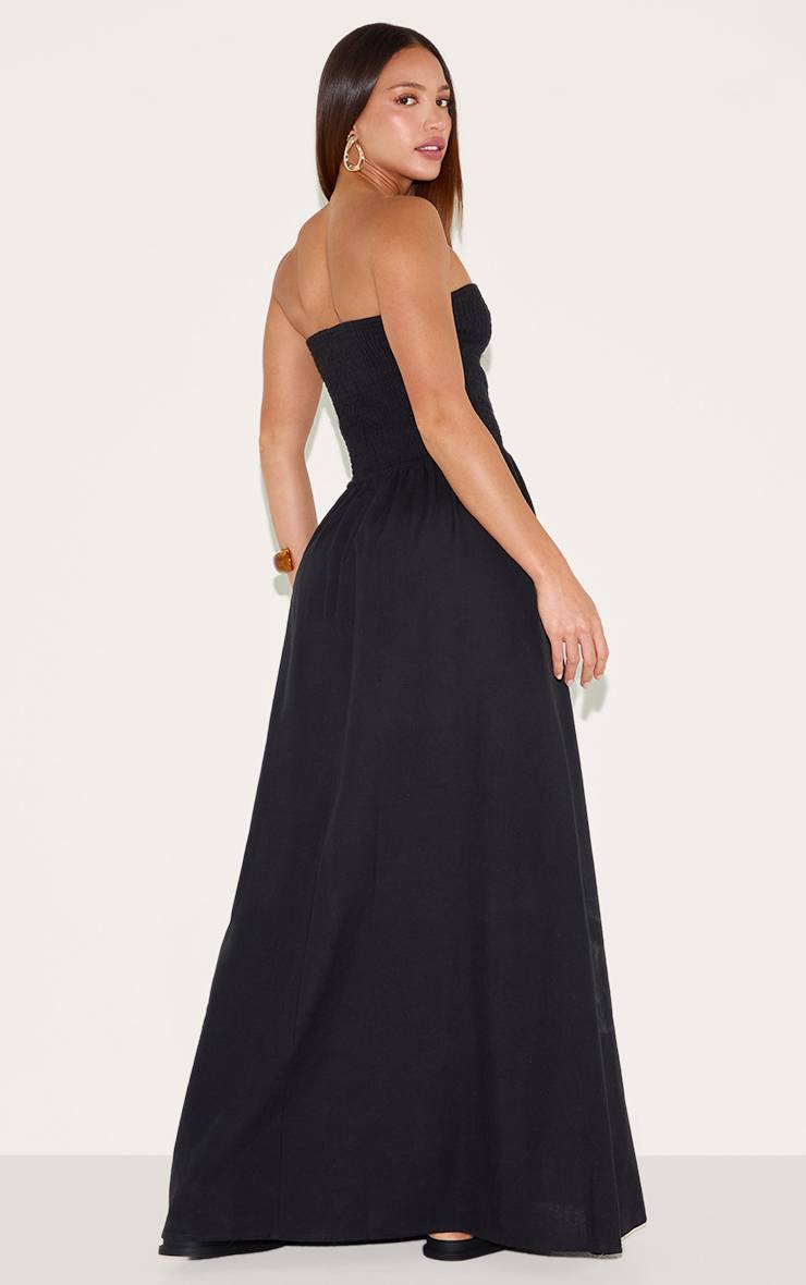 Noir Robe Longue Bandeau À Détails Froncés Tall