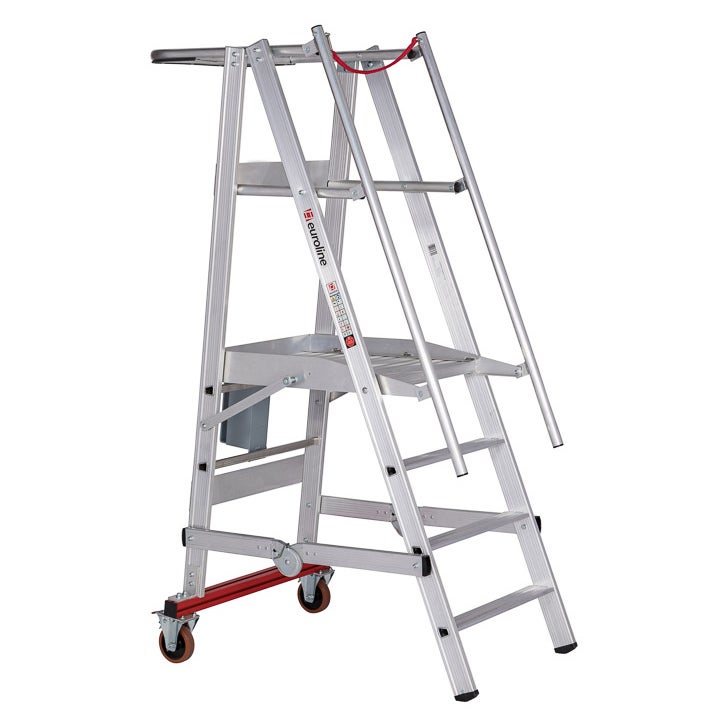 Euroline Premium 32778 Mobiele opvouwbare platformladder, 4 treden