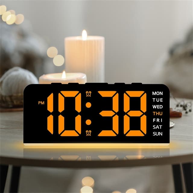 LED-ur Digitalt vækkeur Stort display Dato Temperatur vækkeur