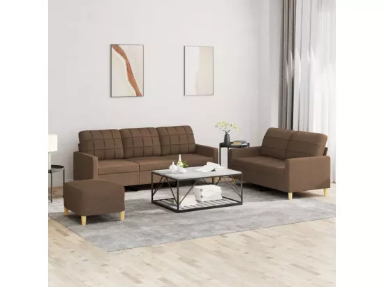Ensemble de canapés 3 pcs avec coussins Marron Tissu