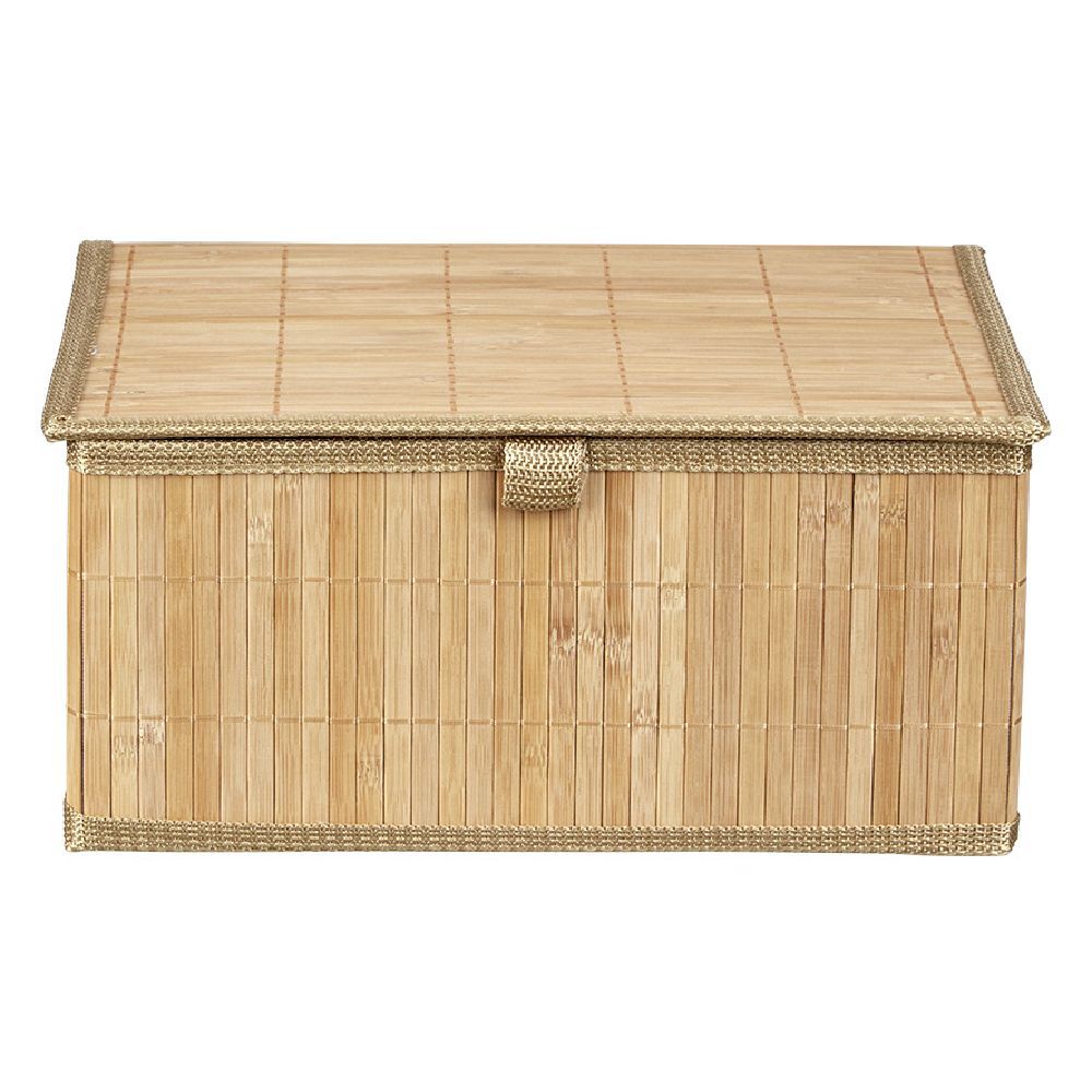 Boîte de rangement déco lattes en bambou L32 x L25 cm
