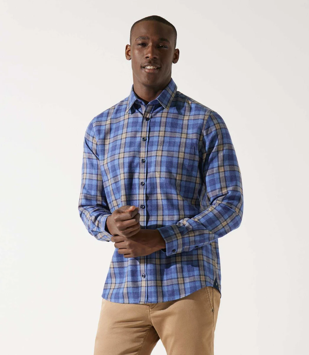Chemise à carreaux bleu JORIS