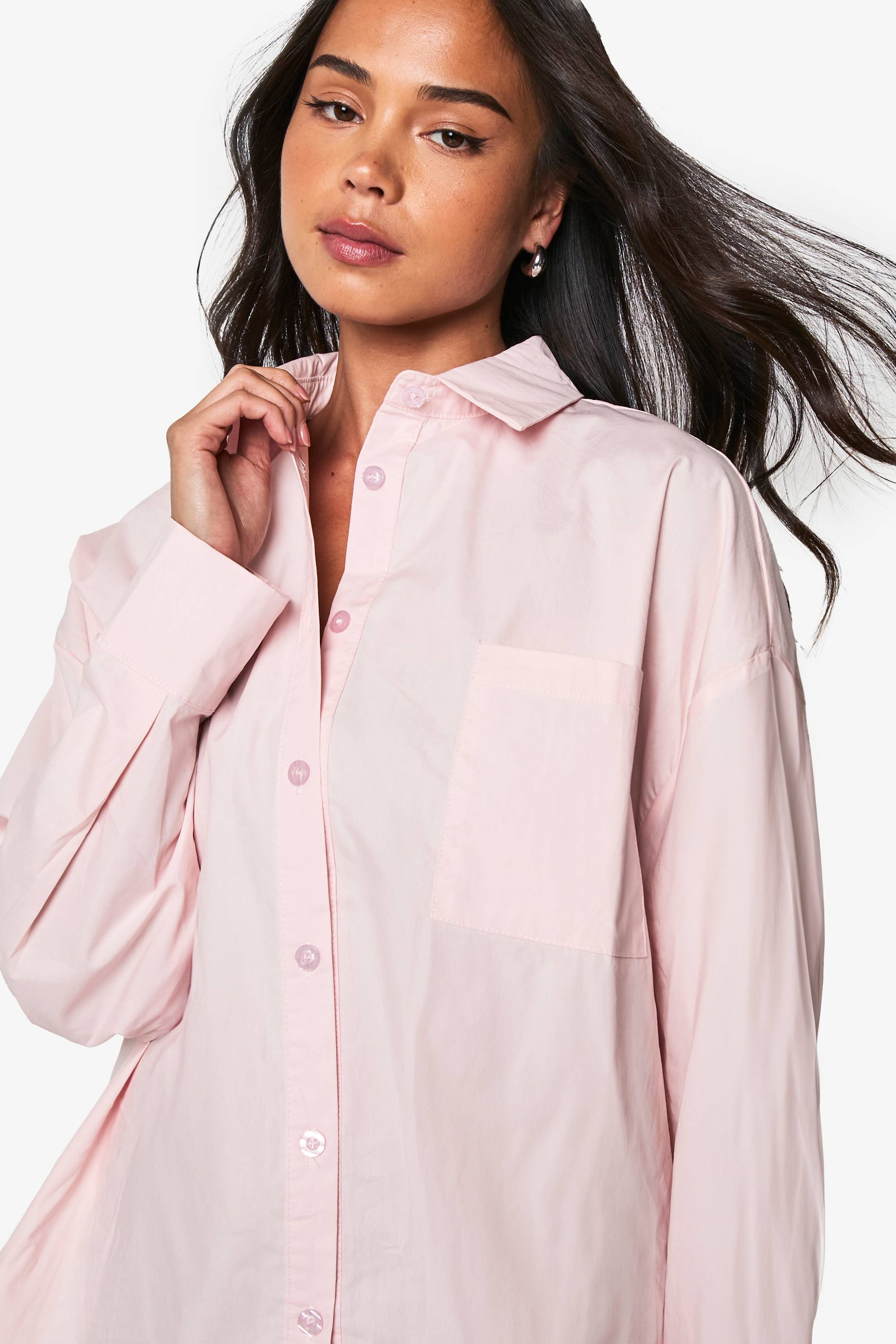 boohoo Chemise oversize en popeline de coton
