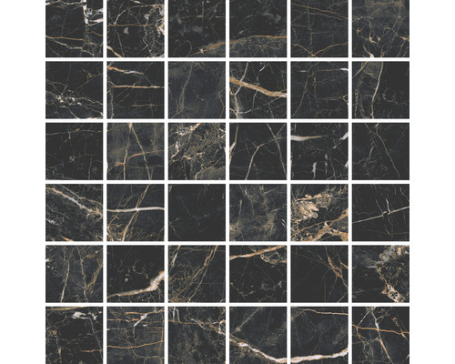 Porseleinen steengoed mozaïek Marquina goud 29,7 x 29,7 cm