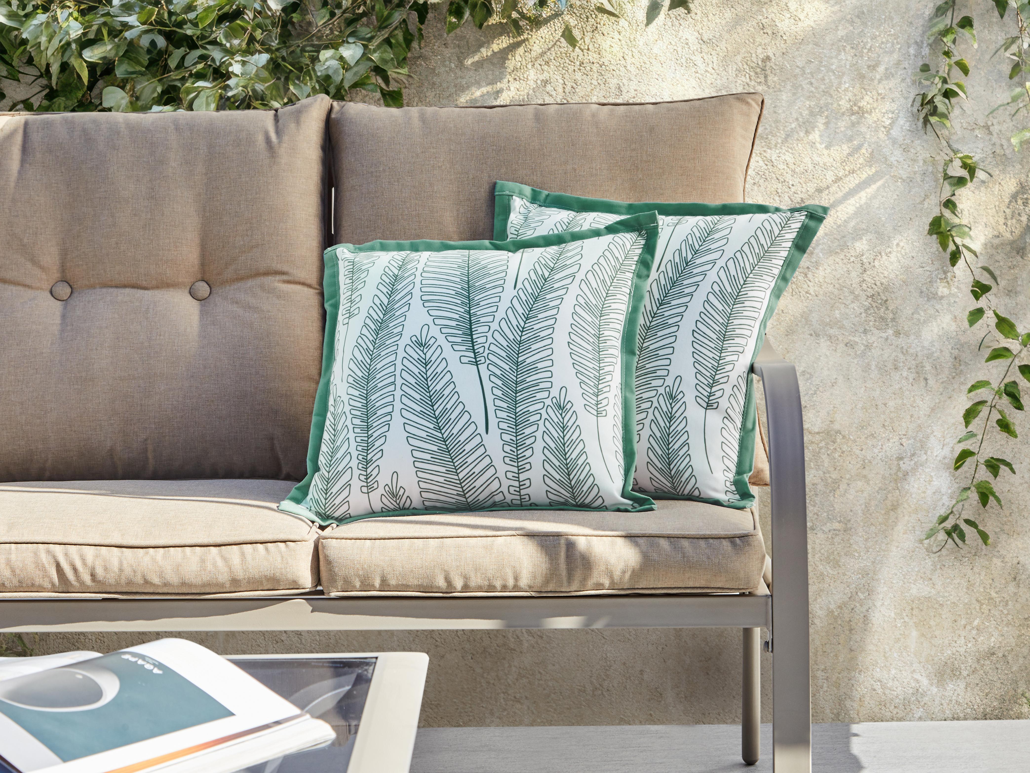 Set van 2 tuinkussens MEADOW bladpatroon 45 x 45 cm Groen