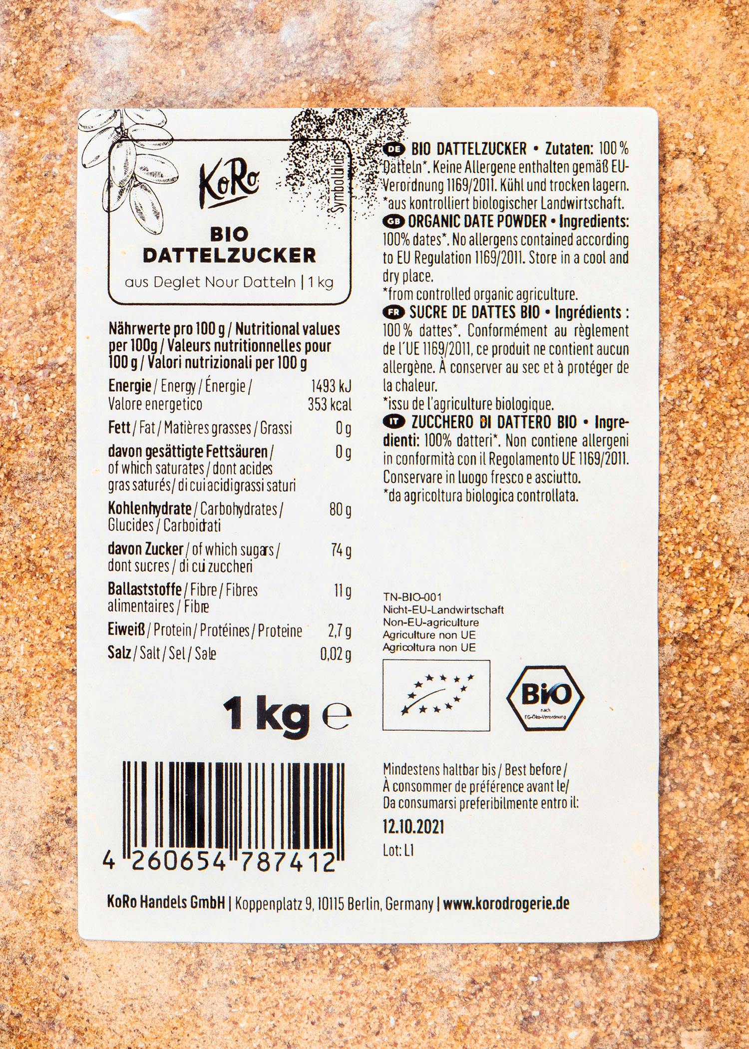 Bio Dattelzucker 1 kg