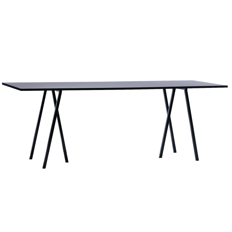 Hay Loop Stand High tafel 250x92,5 zwart onderstel - zwart linoleum