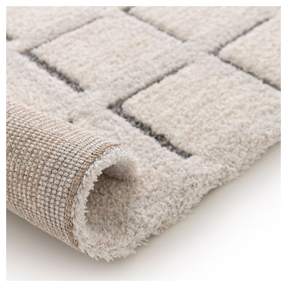 Tapis de salon graphique en relief - case - beige crème - 120 x 170 cm