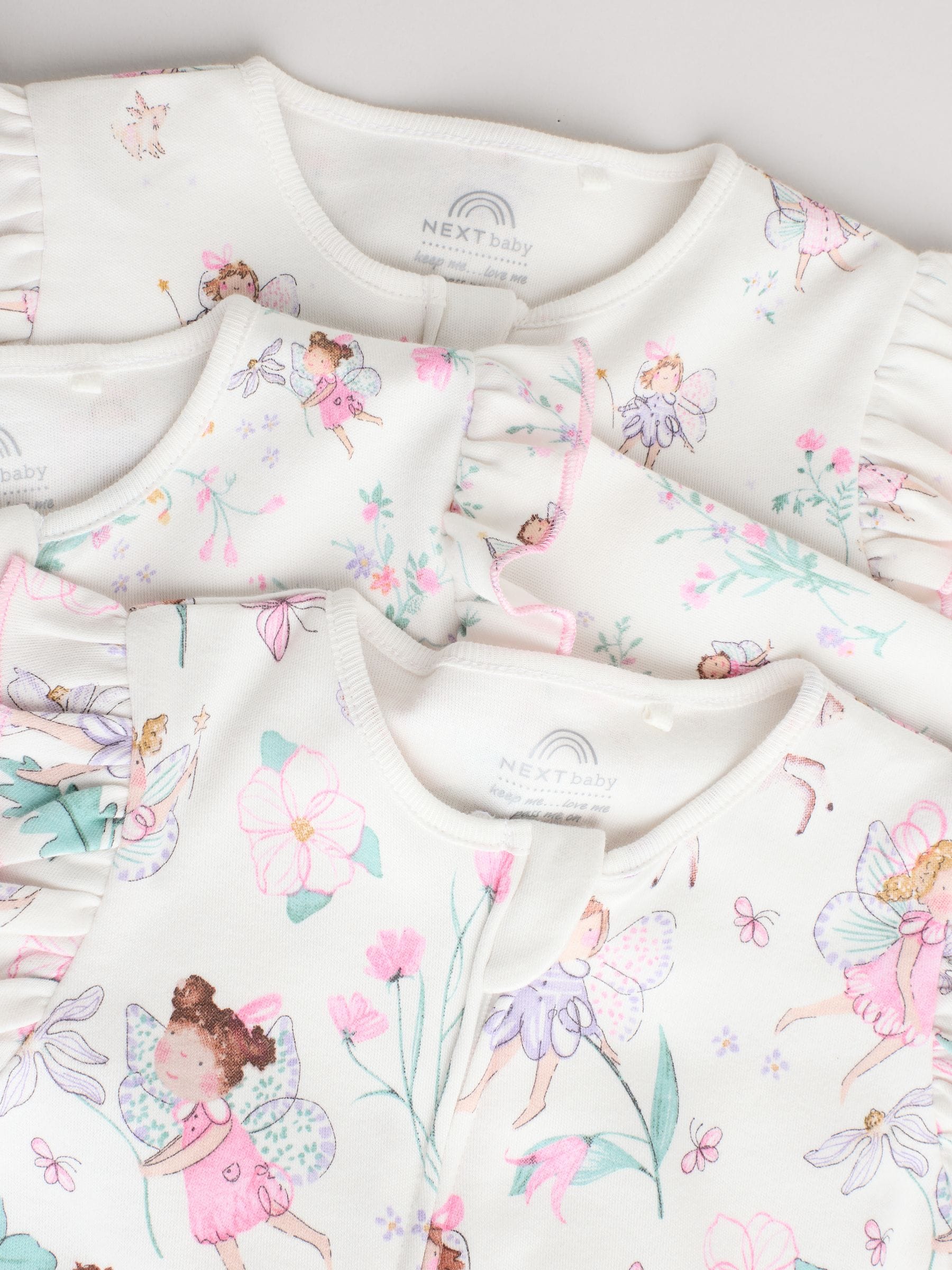 Ecru met elfje - Verpakking van 3 babypyjama's met tweewegrits (0-2jr)