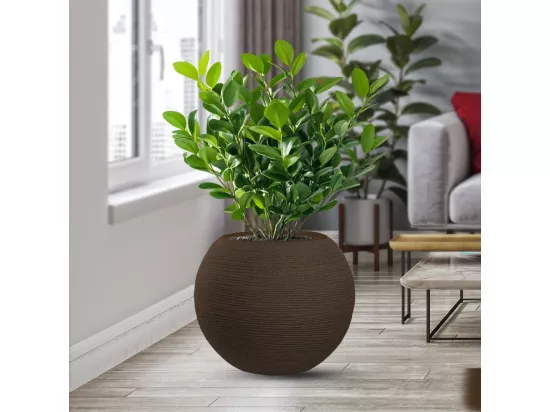 Vase en résine pour plantes d'intérieur et d'extérieur, design sphère ronde d.40x33h Botticelli Marron