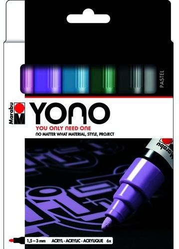 Marabu - YONO Marker Set - 6 Pastel Kleuren - Acrylstiften - Waterbasis